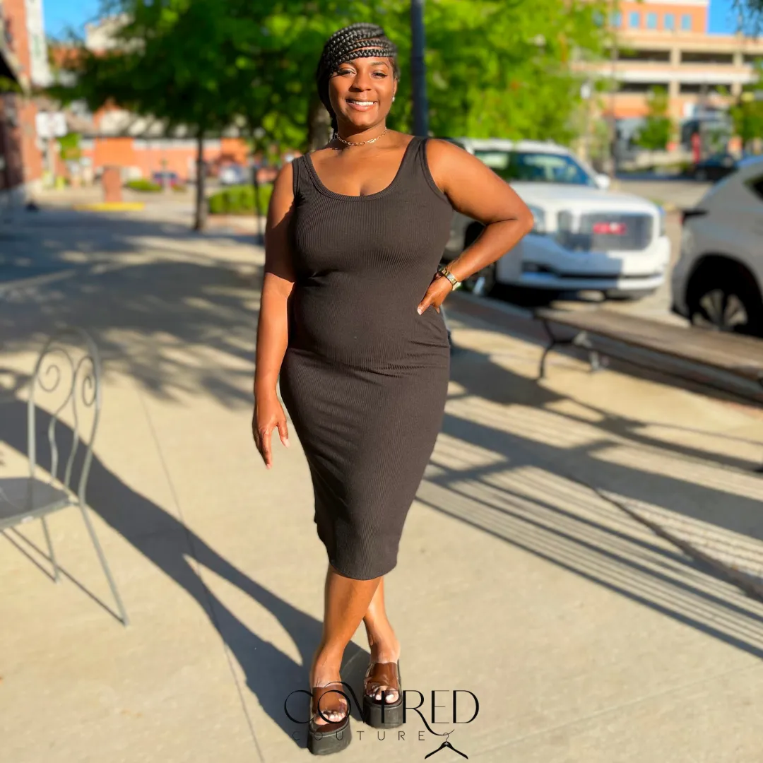 Black Ribbed Dress