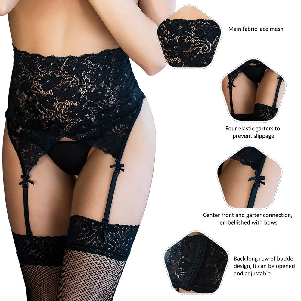 Black Sexy Lace Garter Panty