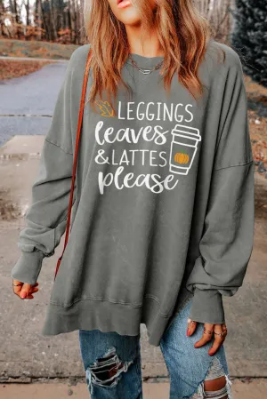 Black Slogan Print Side Split Oversized Sweatshirt