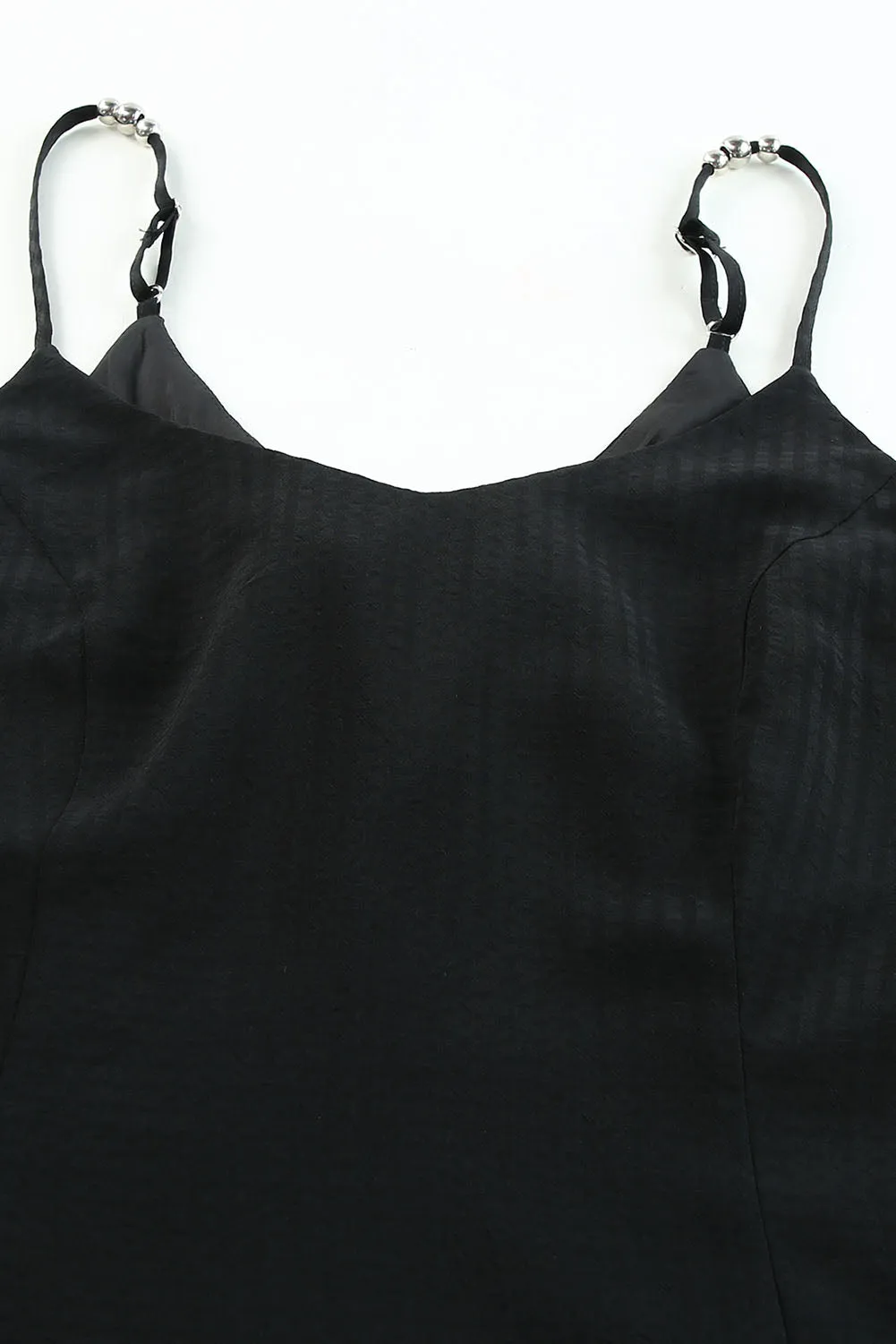 Black Spaghetti Straps Lace up Back Maxi Dress