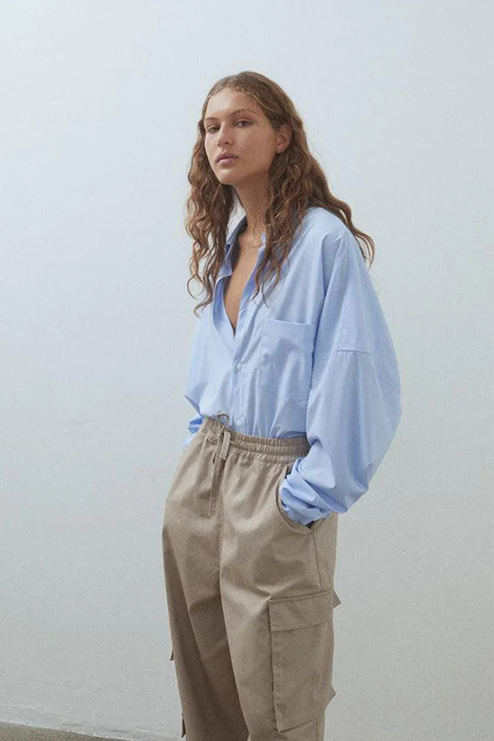 BLANCA CARRIE beige oversized cargobukse