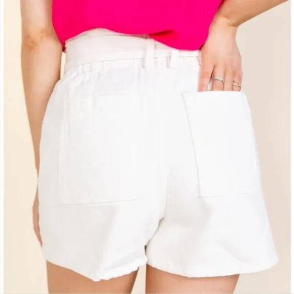 Blank NYC Paperbag Waist Shorts Button Front Belt Cotton Size M NWT