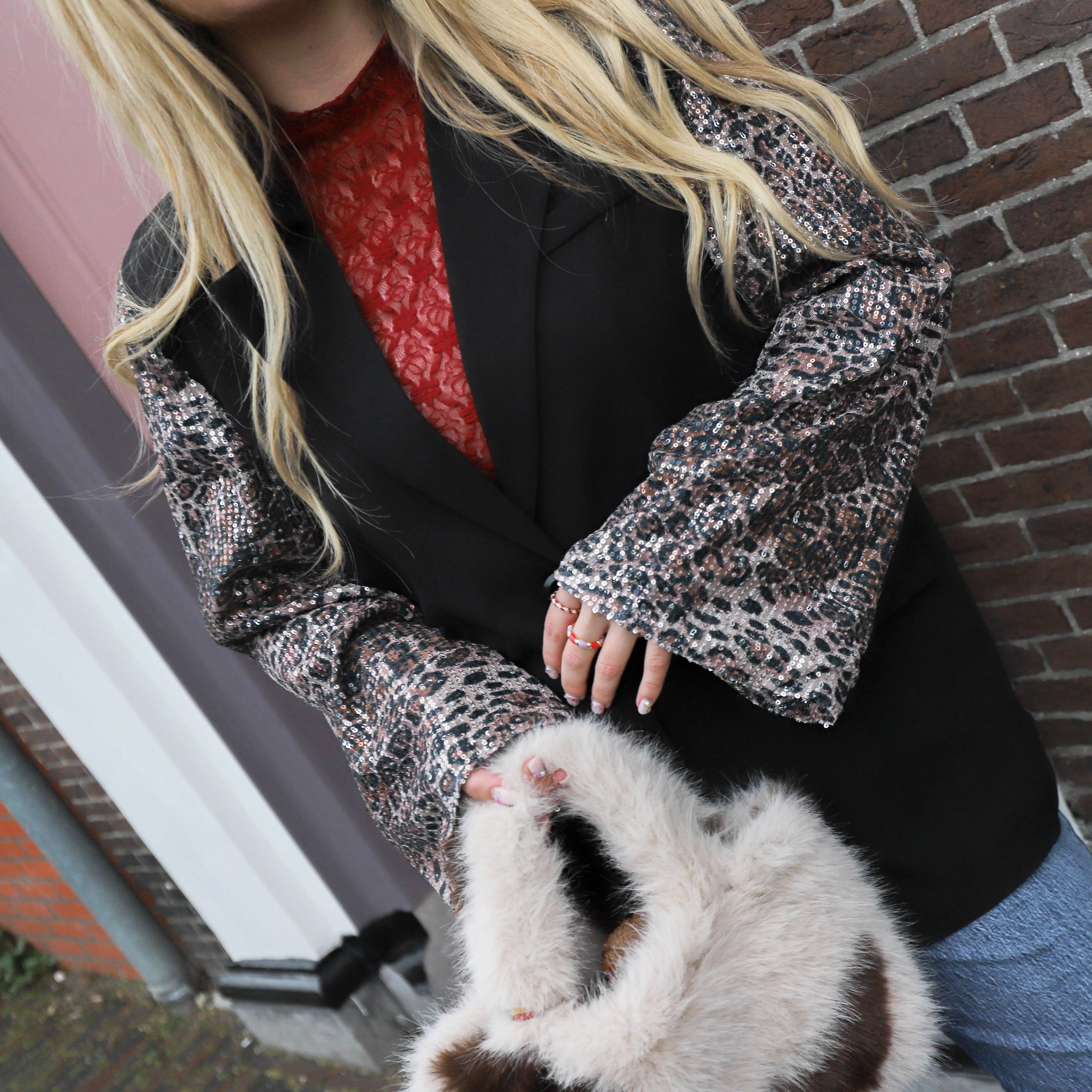 Blazer leopard mouw