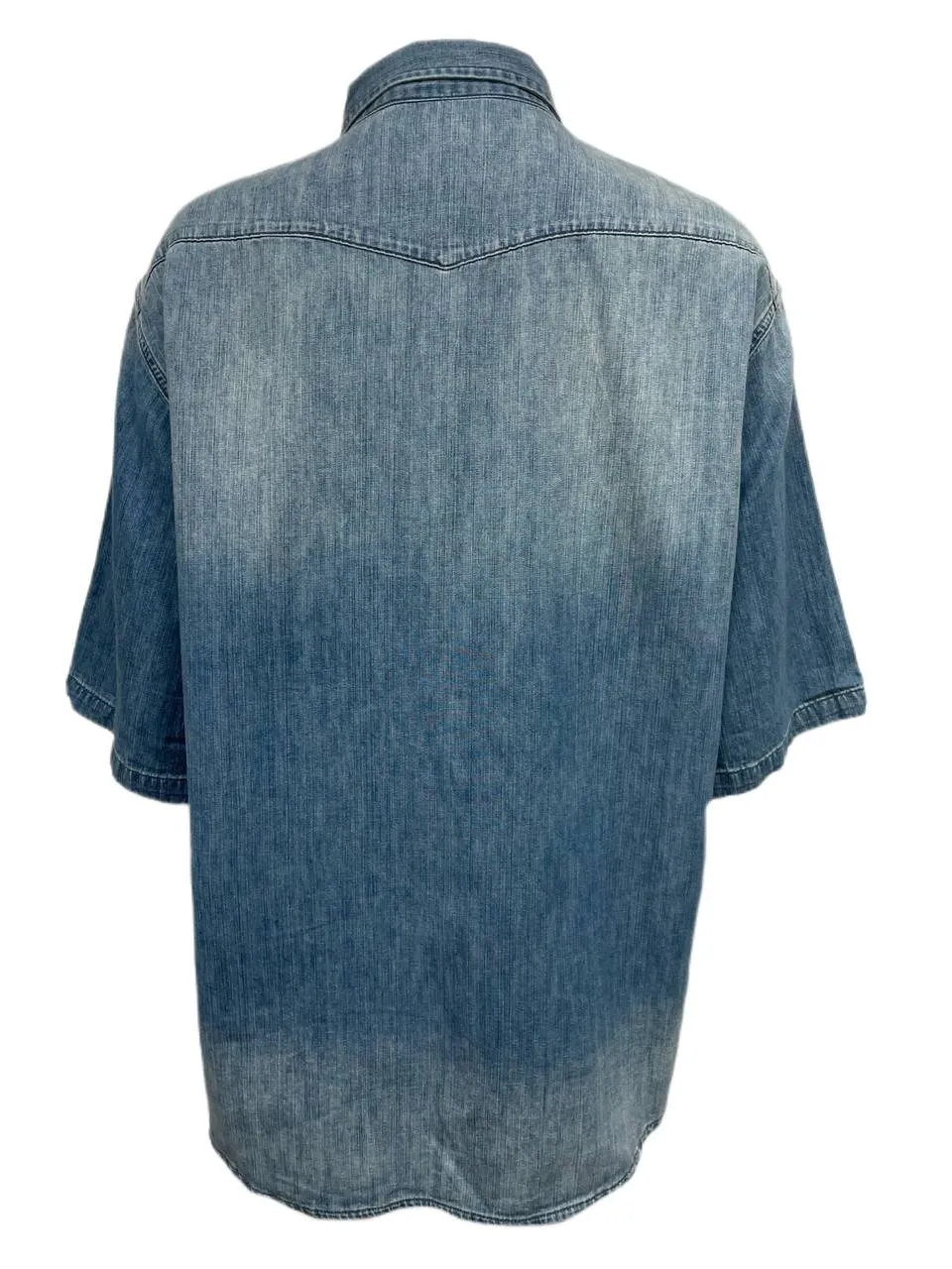 BLK DNM Women's Henry Blue Short Sleeve Denim Jeans Shirt 3 Size M NWT