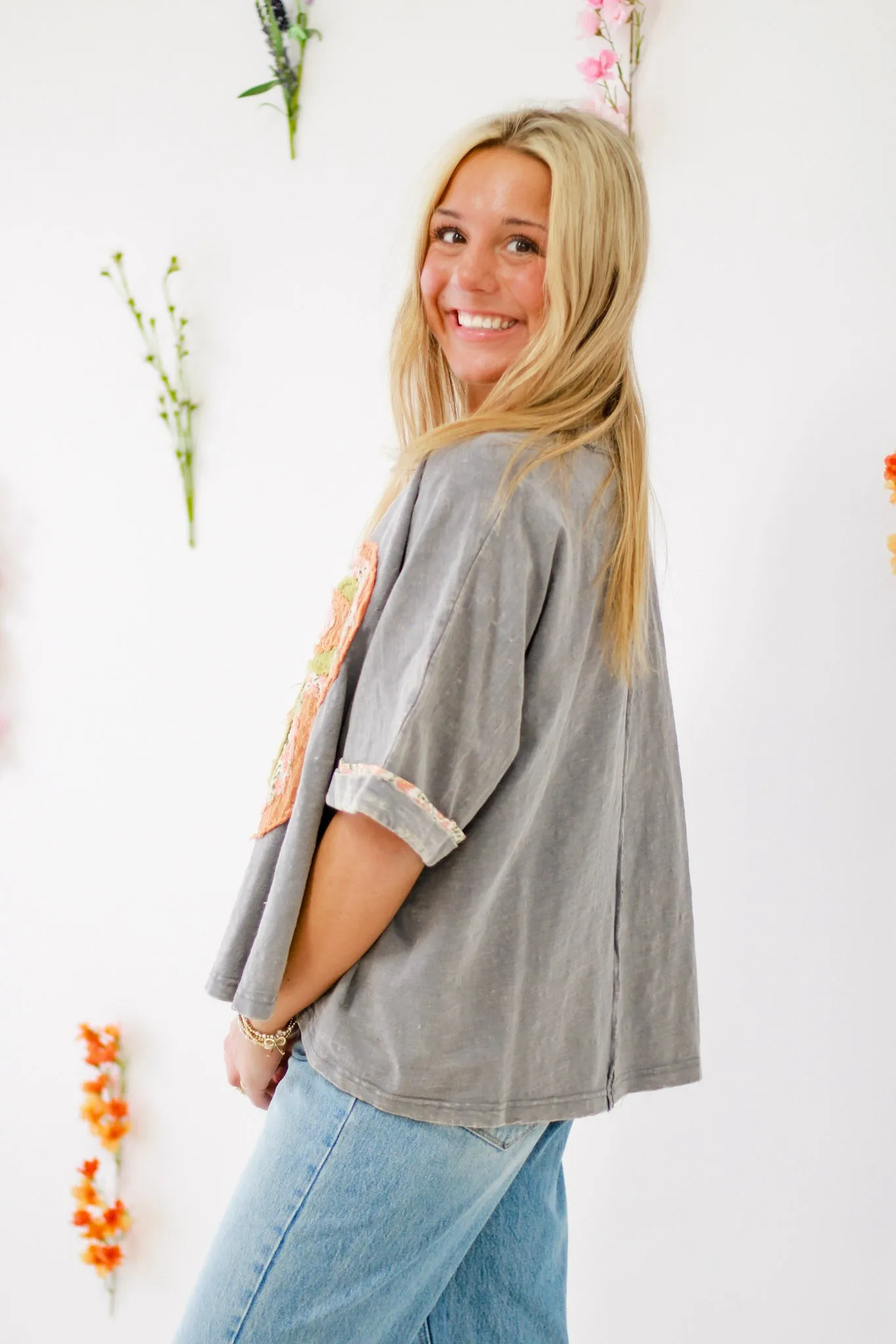 Blooming Personality Top in Slate