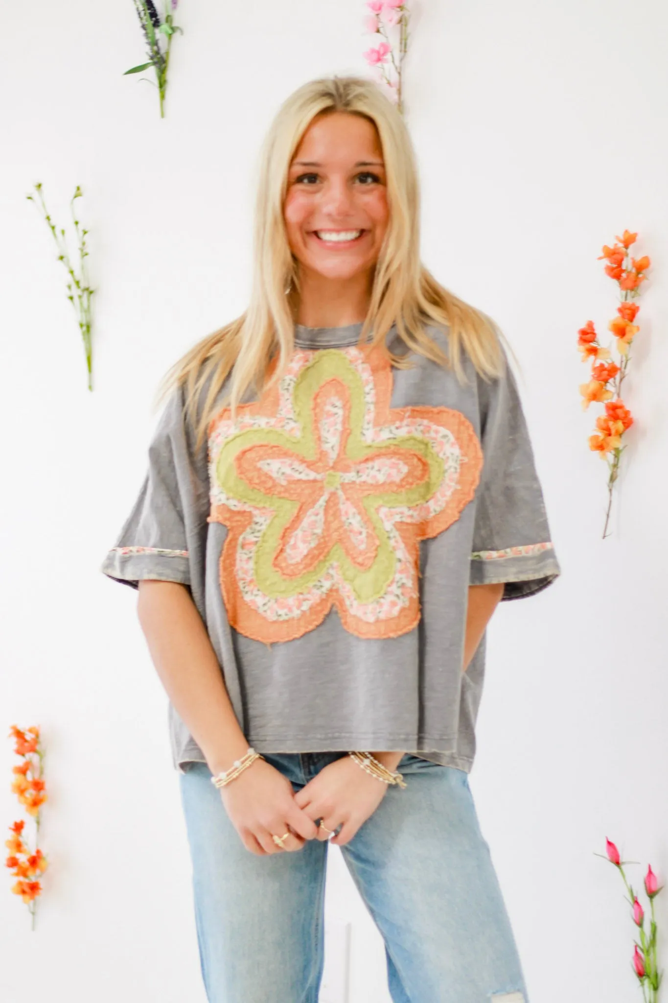 Blooming Personality Top in Slate