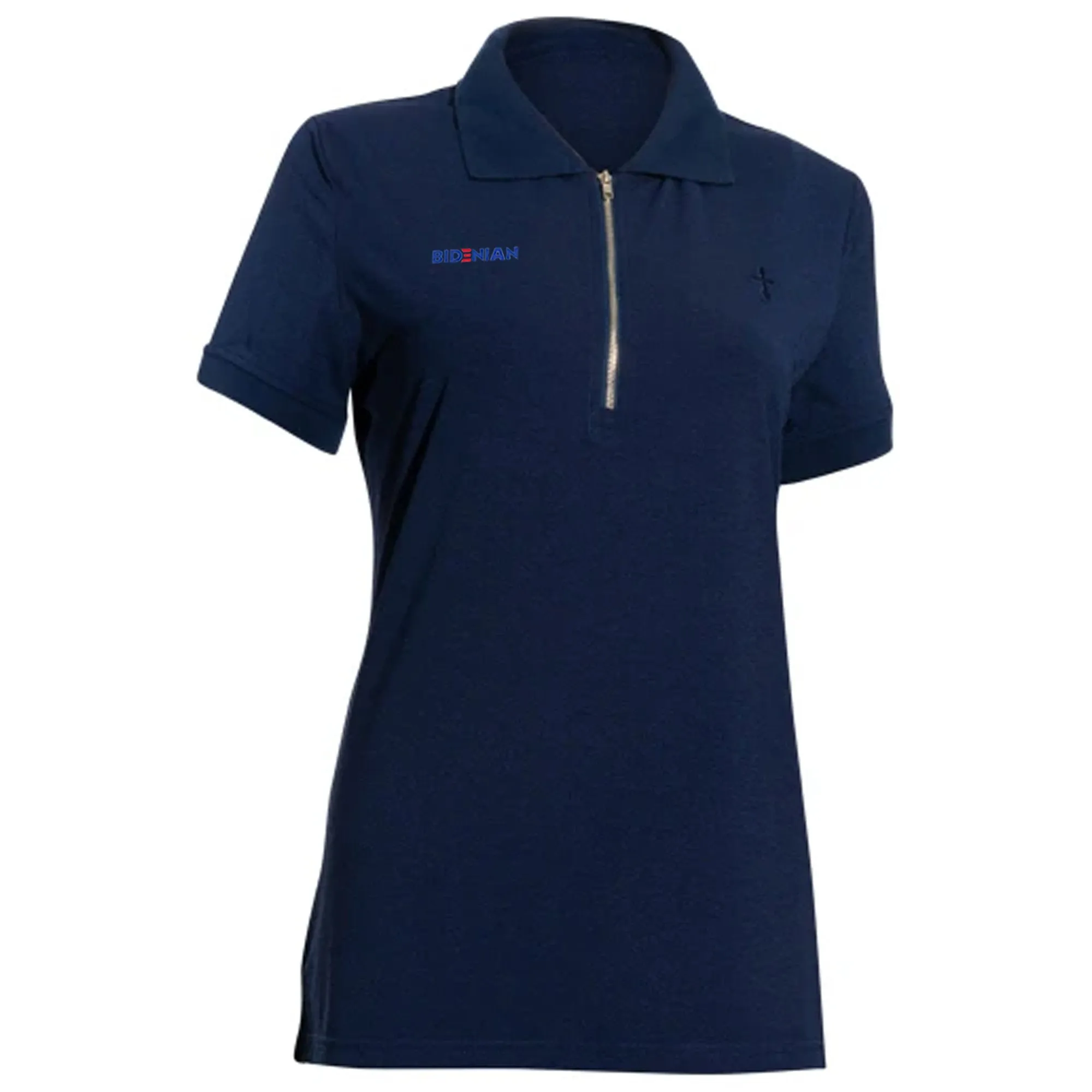 Blue Front Zip Polo With Cross Logo UV