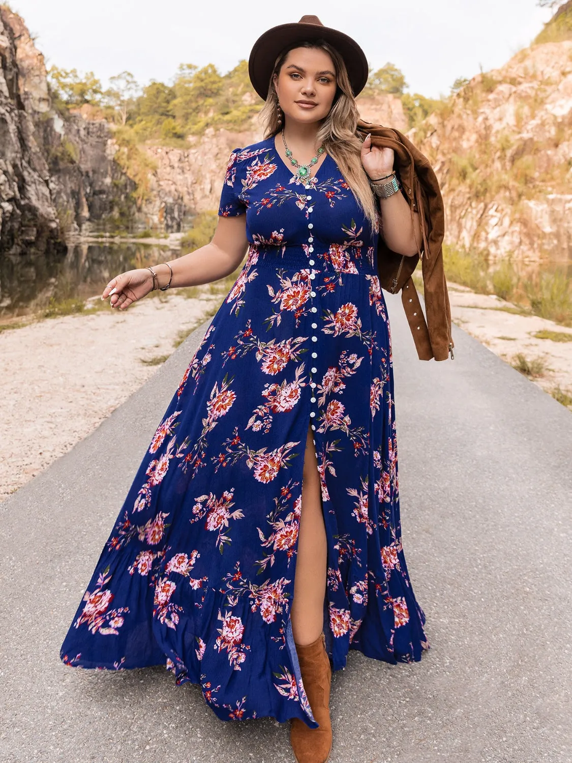Boho Bloom V-Neck Maxi Dress