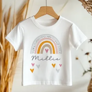 Boho Rainbow Girl Personalised Toddler & Kids T Shirt