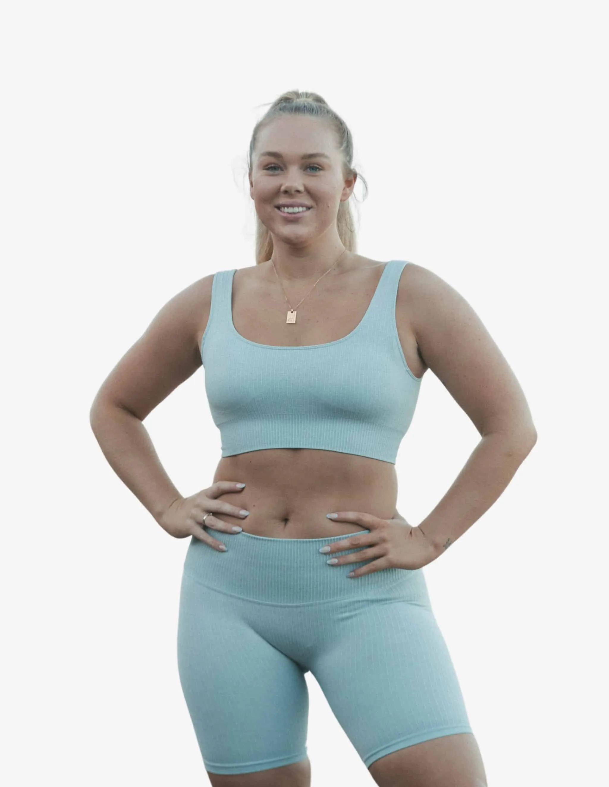 Bondi Blue Ribbed Seamless Biker Shorts