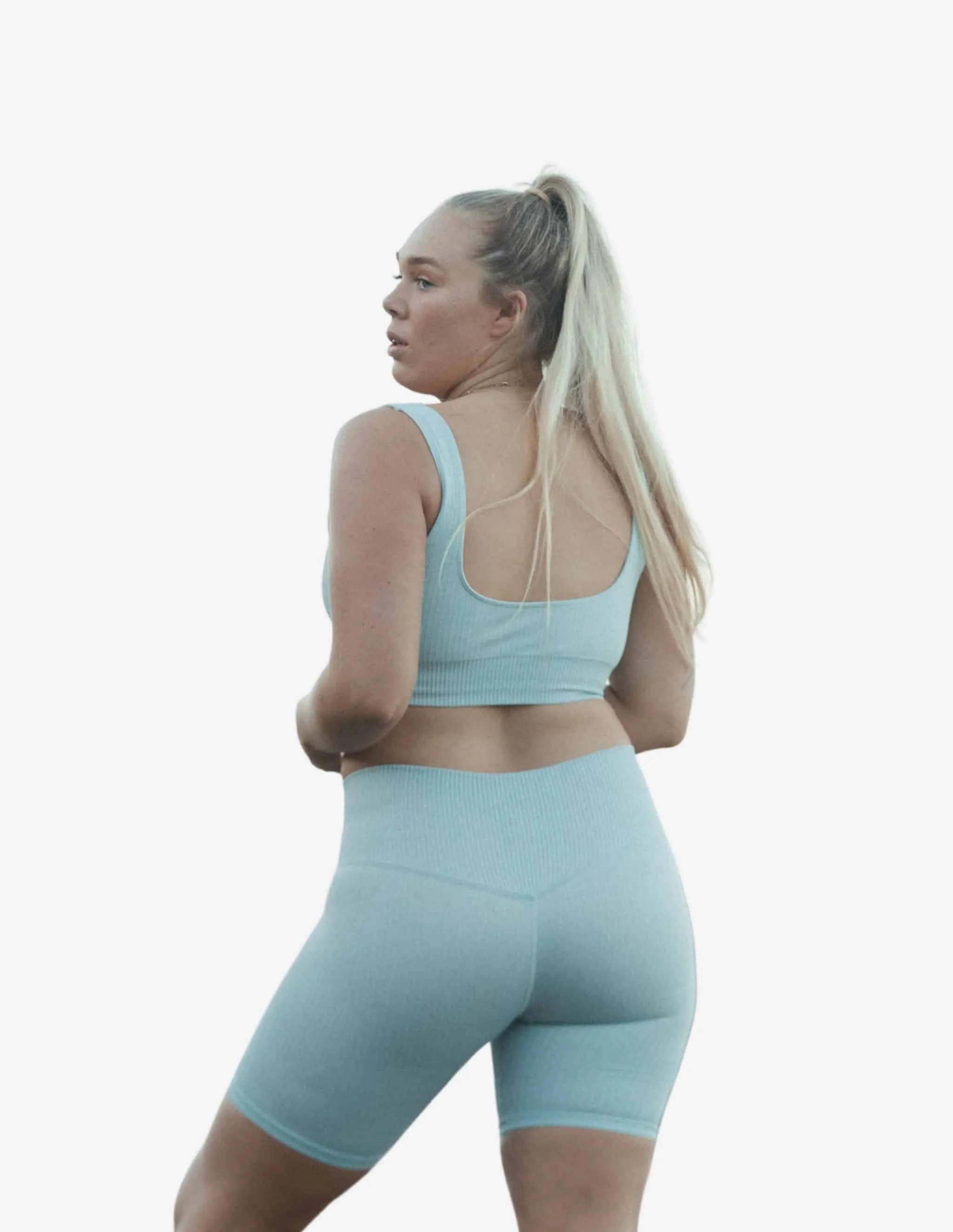 Bondi Blue Ribbed Seamless Biker Shorts