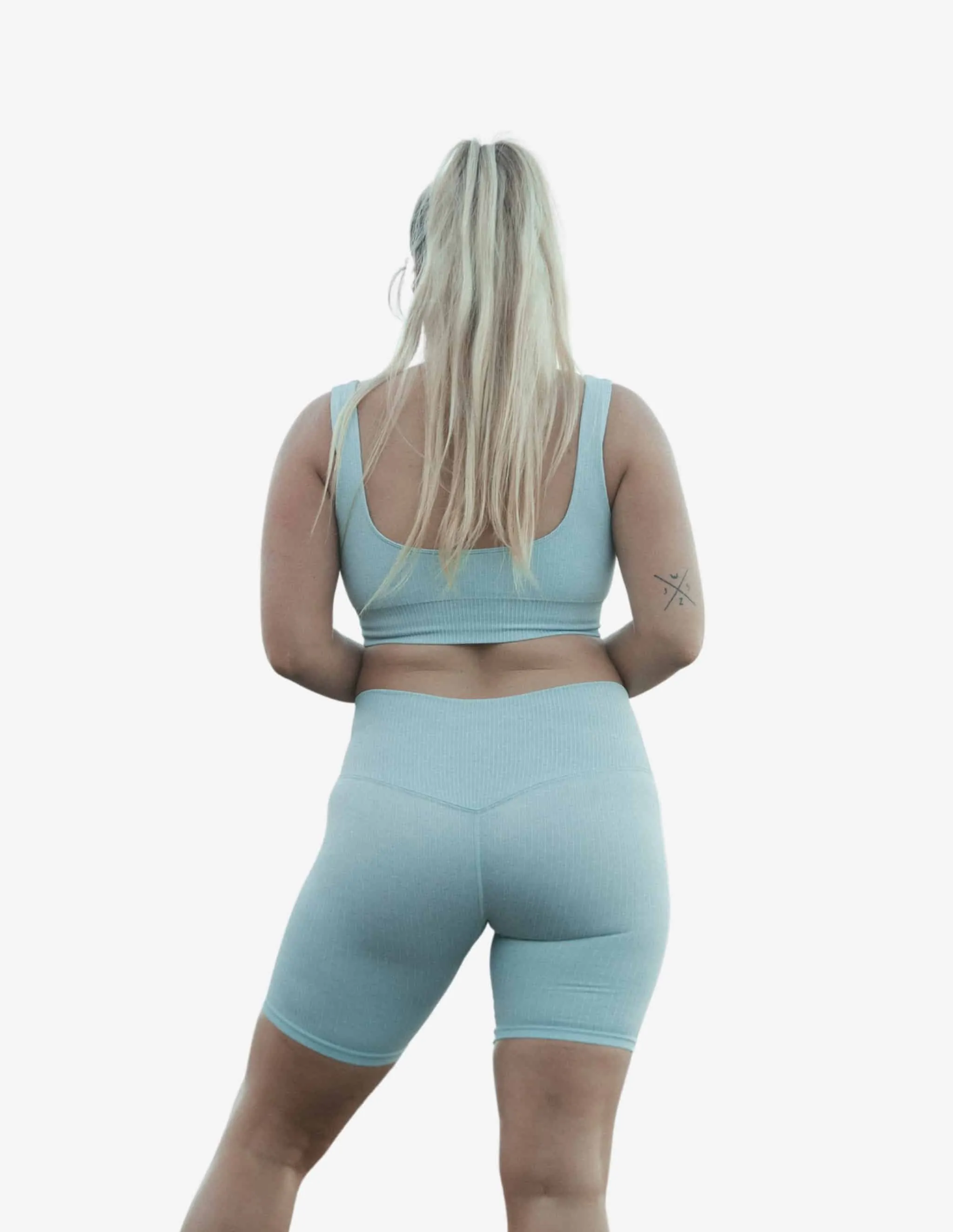 Bondi Blue Ribbed Seamless Biker Shorts