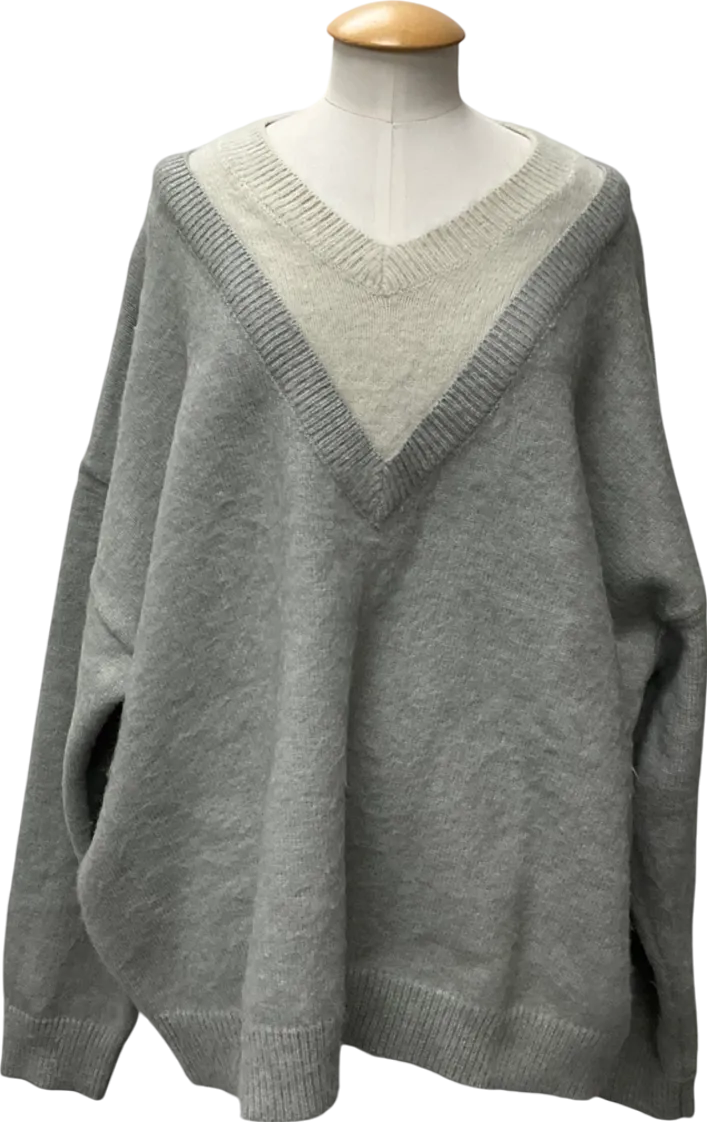 boohooMan Grey Oversized Double Layer Brushed Knitted Jumper UK XL