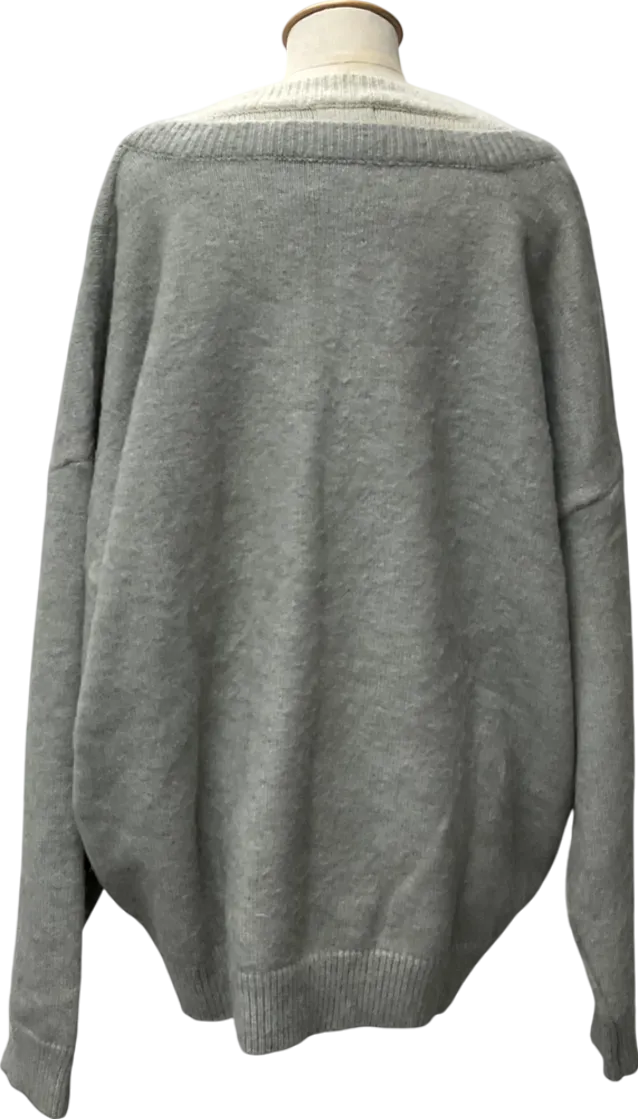 boohooMan Grey Oversized Double Layer Brushed Knitted Jumper UK XL