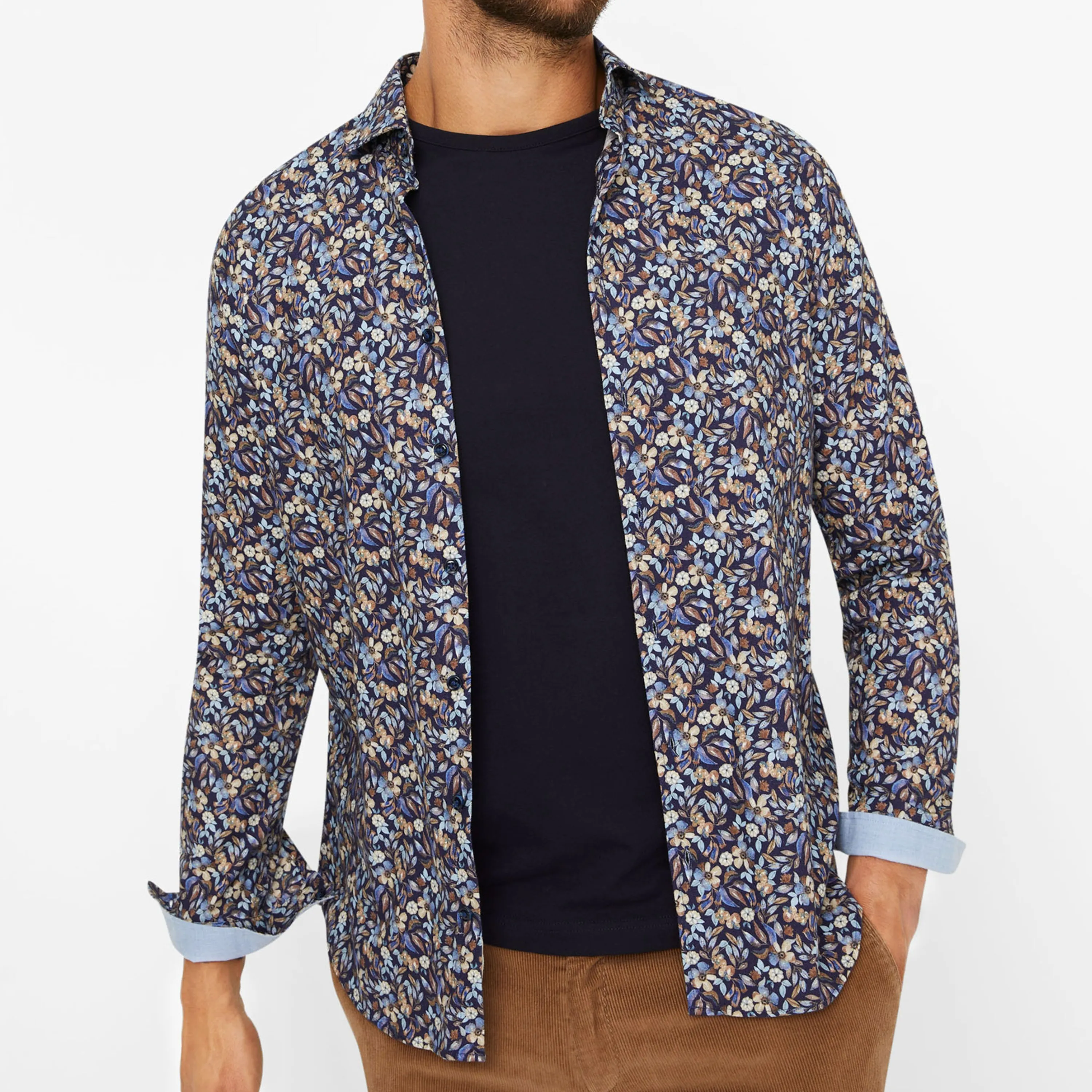 Brax Harold P Print Shirt - Navy