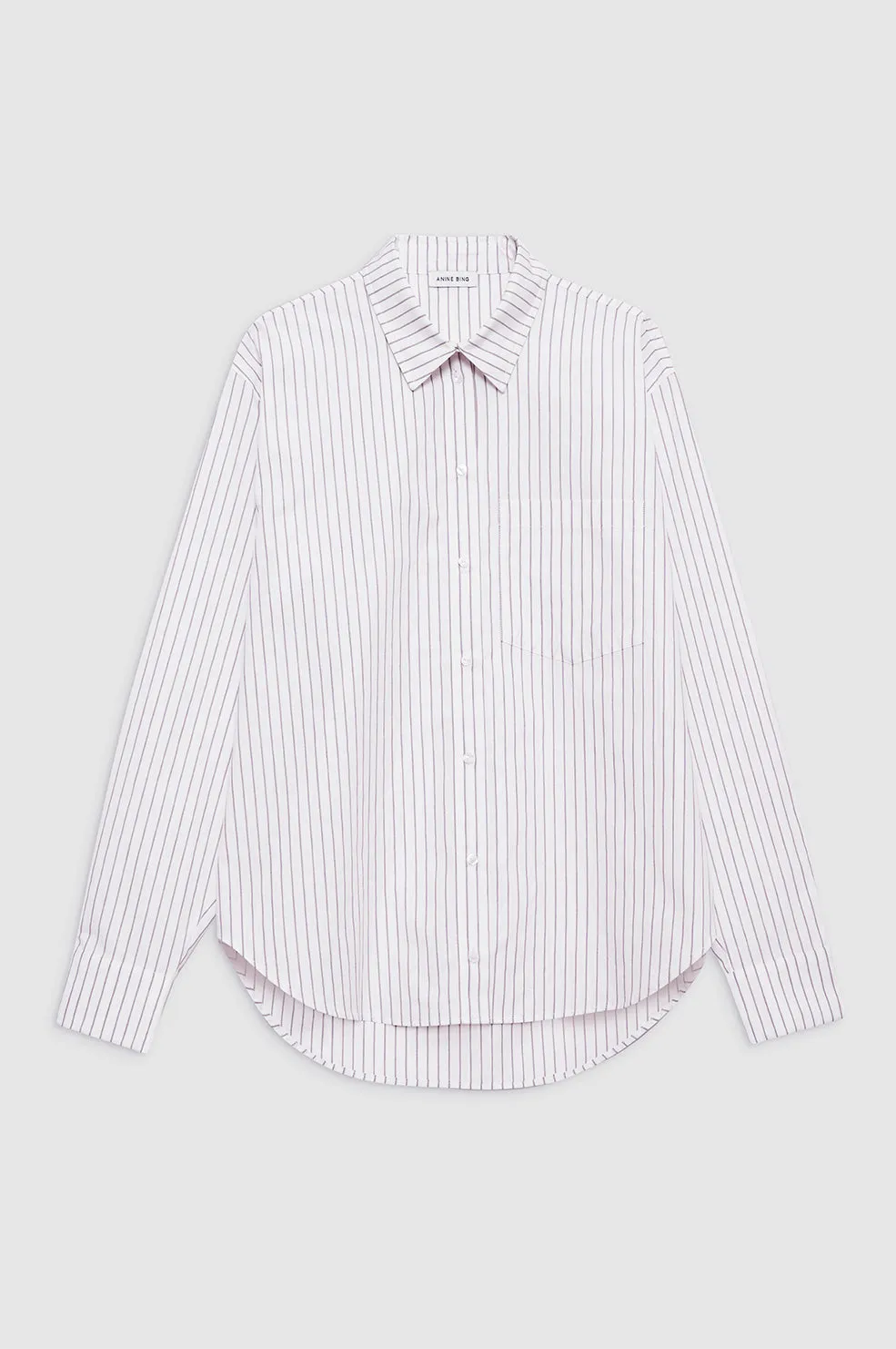 Braxton Shirt - White And Bordeaux Monogram Stripe