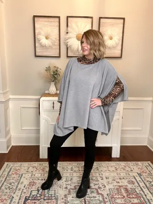 Breeze Embrace Poncho Style Top | Gray