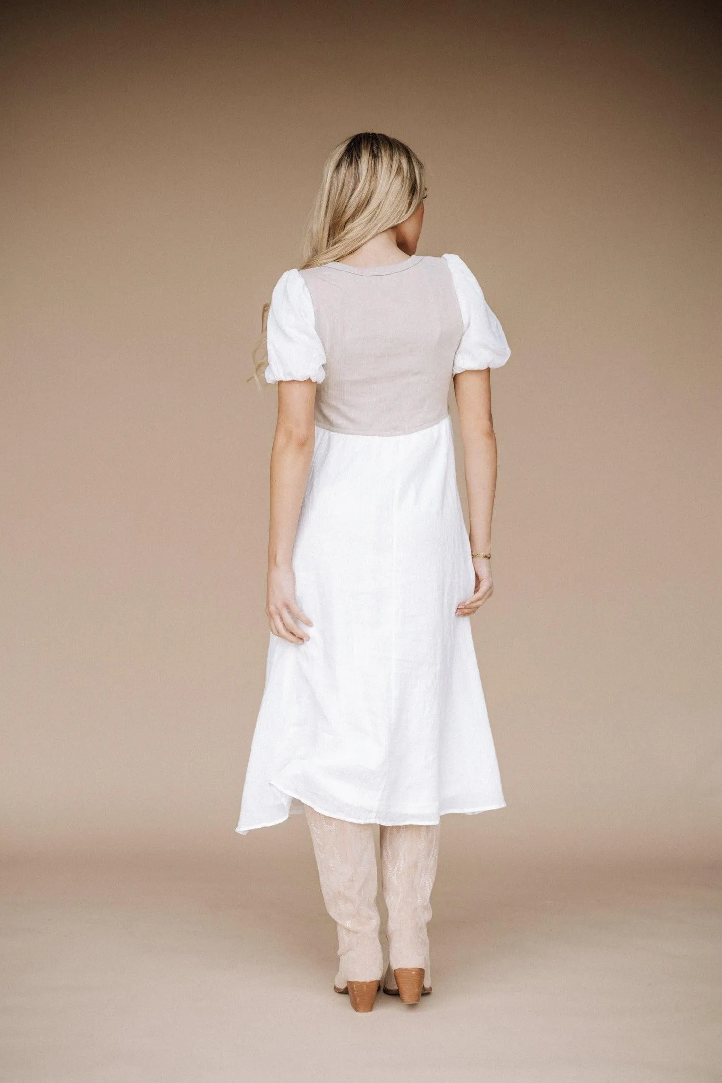 Brooke Ribbed Bodice Midi Dress