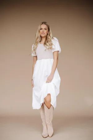 Brooke Ribbed Bodice Midi Dress