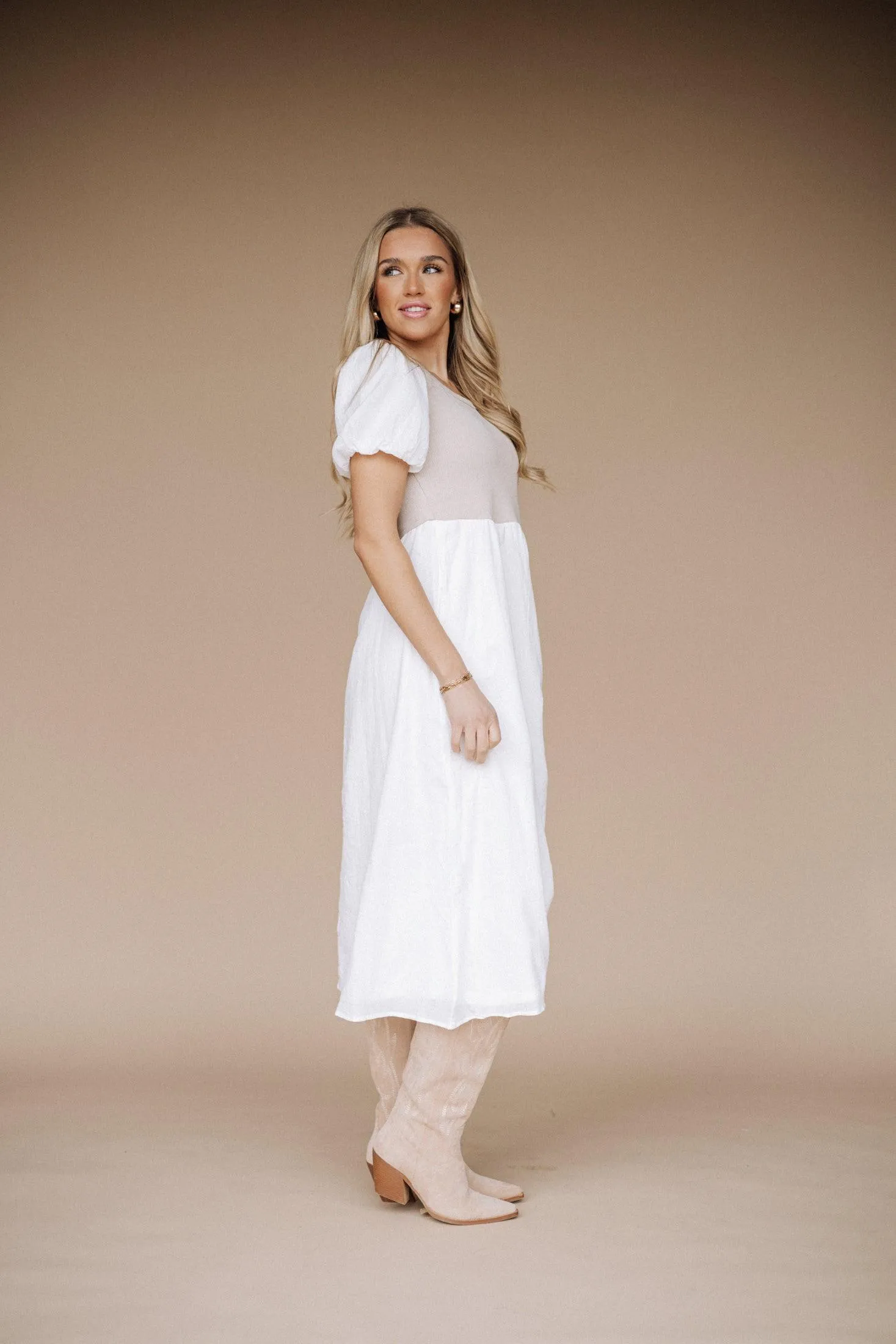 Brooke Ribbed Bodice Midi Dress