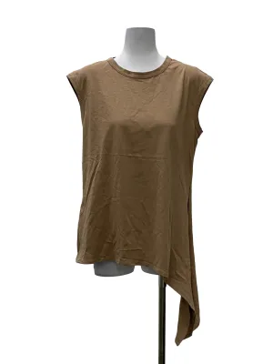 Brown Round Neck Asymmetrical Blouse
