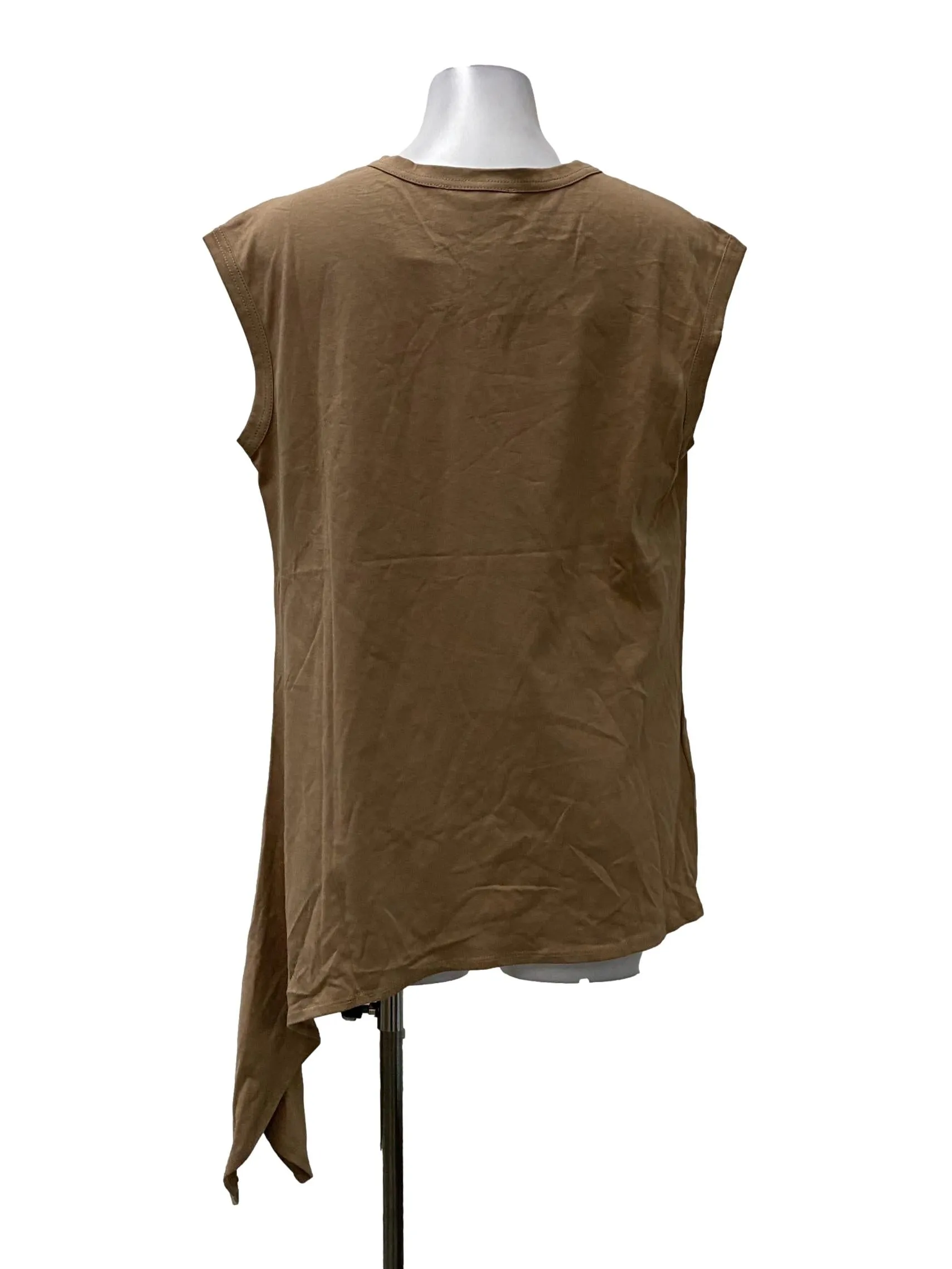 Brown Round Neck Asymmetrical Blouse