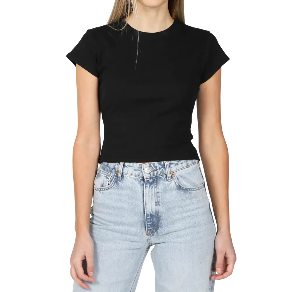 Brunette Ribbed Cropped Fitted T-Shirt
