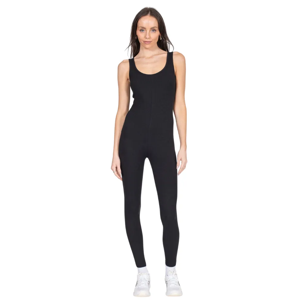 Brunette Ribbed Scoop Neck Jumpsuit