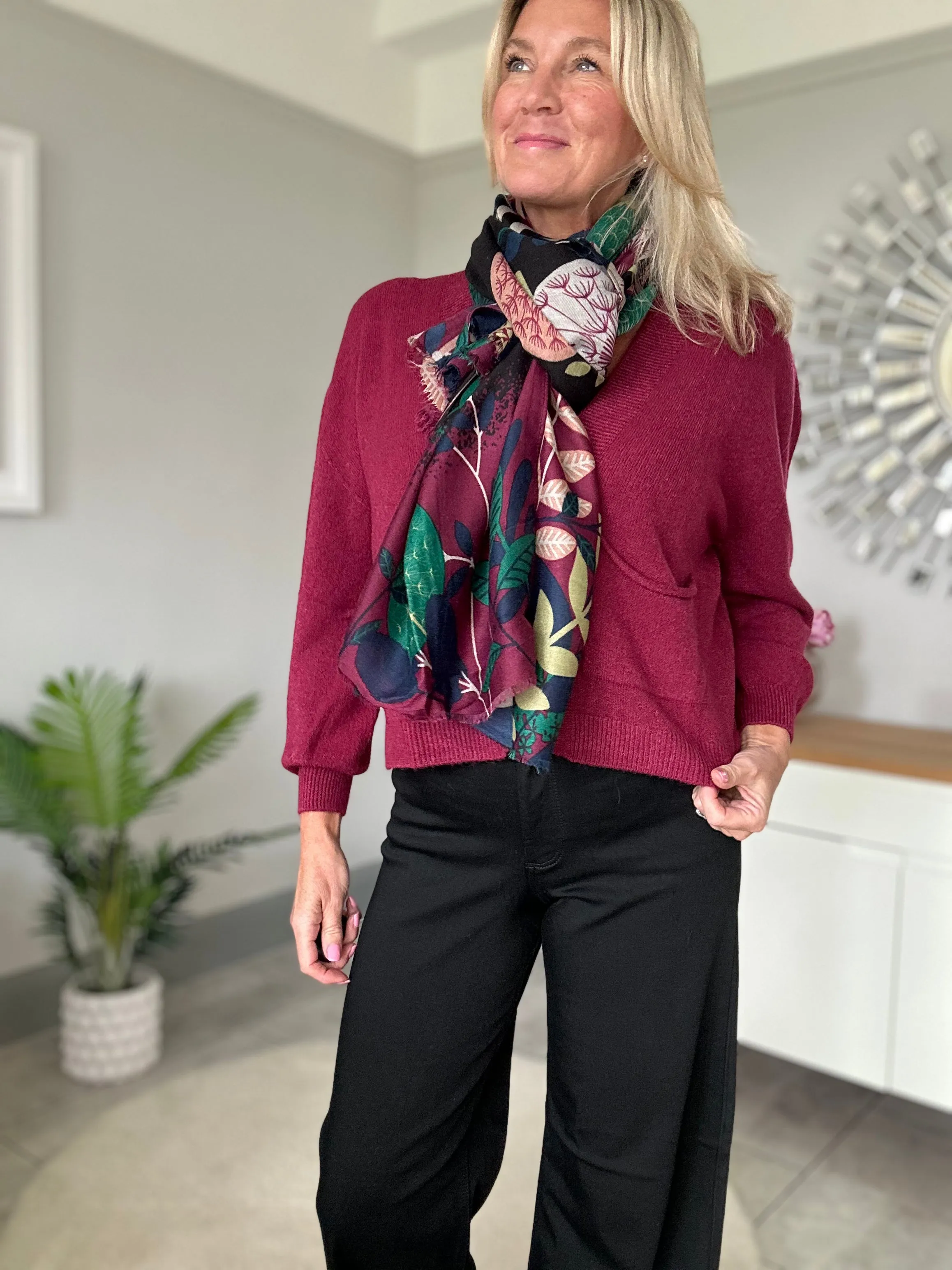 Burgundy 2 Button Cardigan