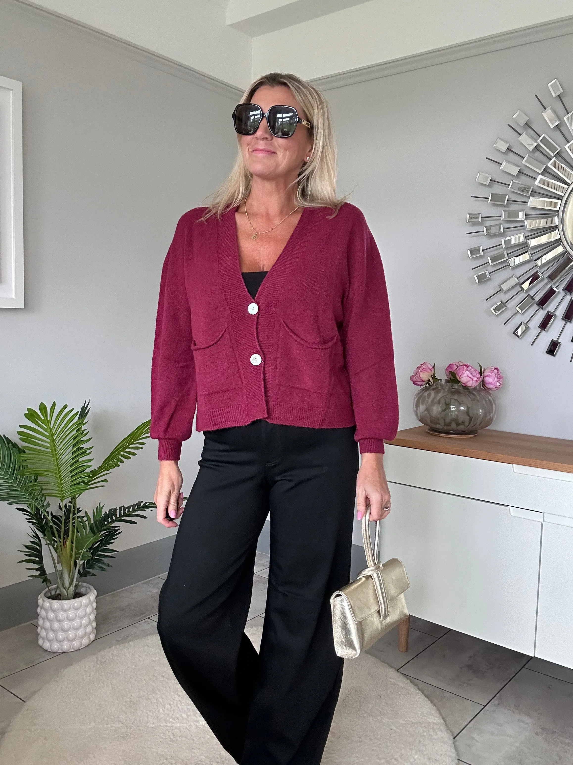 Burgundy 2 Button Cardigan