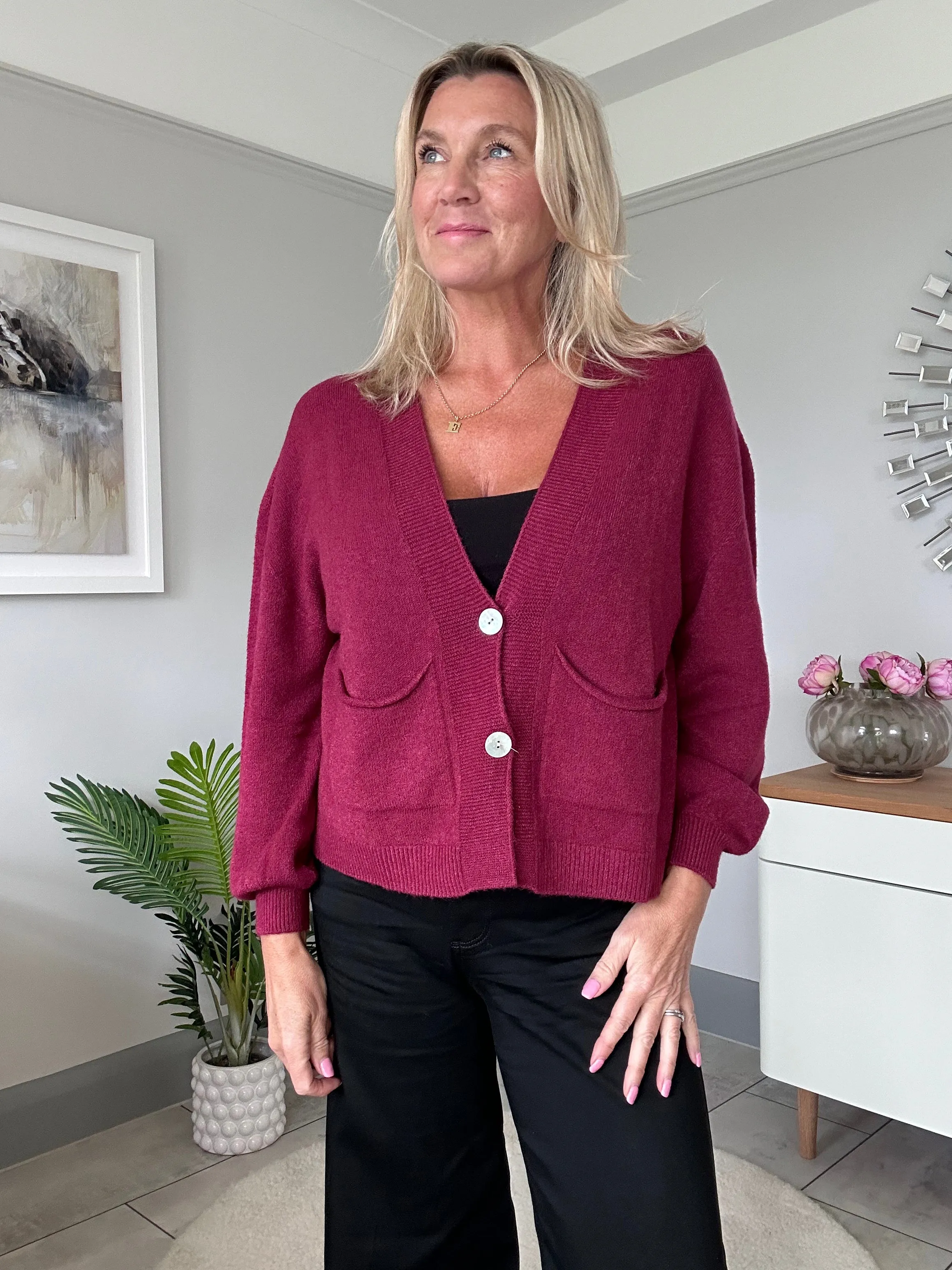 Burgundy 2 Button Cardigan
