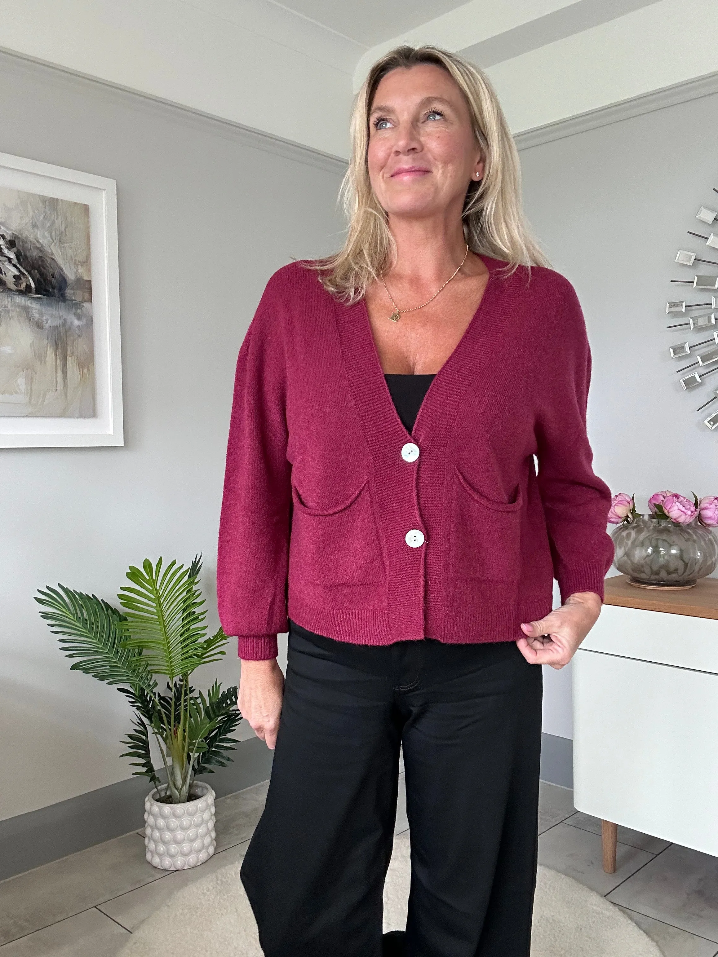 Burgundy 2 Button Cardigan