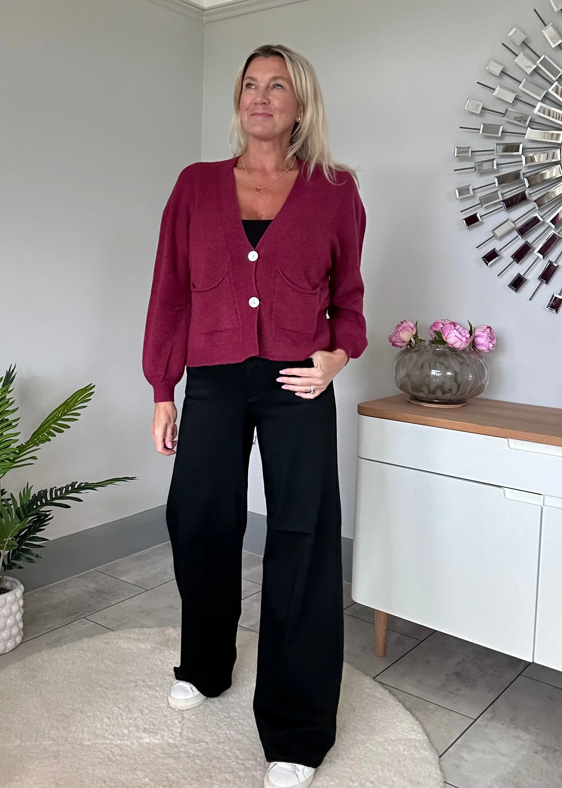 Burgundy 2 Button Cardigan