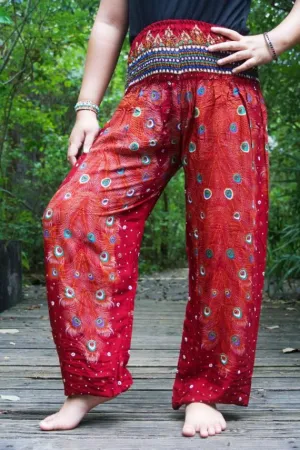 Burgundy Peacock Pants