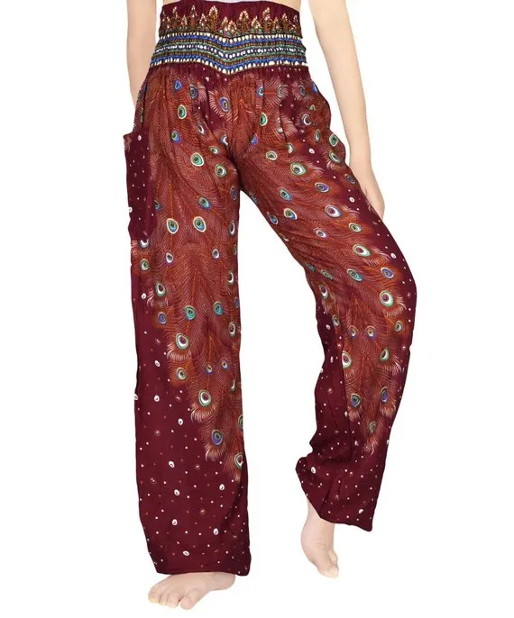 Burgundy Peacock Pants