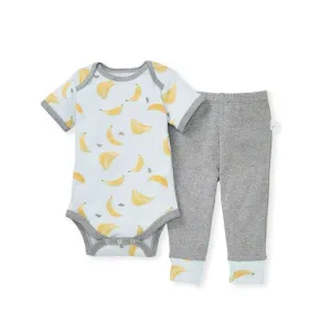 Burt's Bees Crazy Bunch Organic Baby Bananas Bodysuit & Pant Set Gray 3M-6M