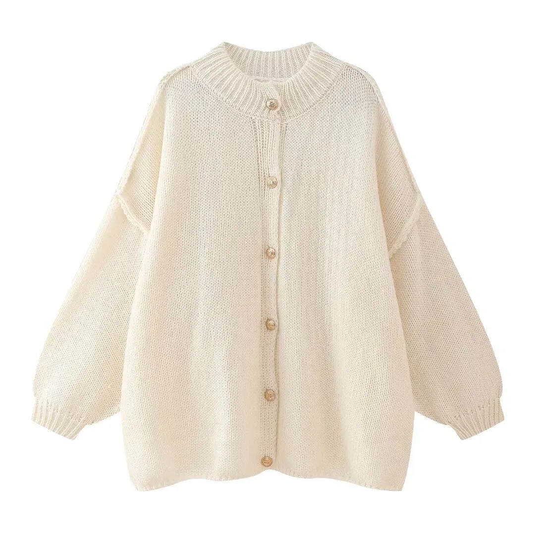Button Down Long Sleeve Oversized Cardigan Sweater