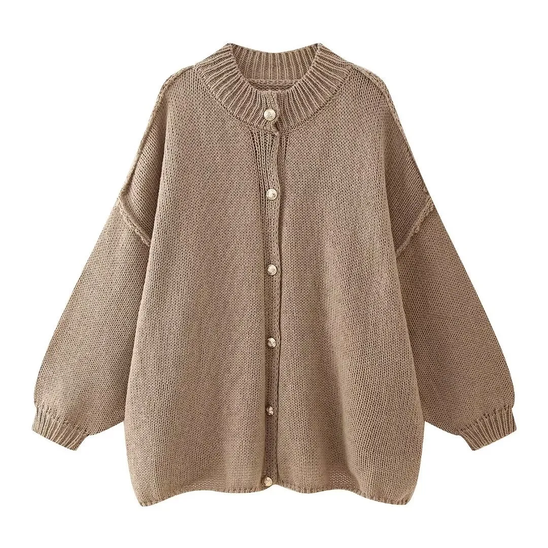 Button Down Long Sleeve Oversized Cardigan Sweater