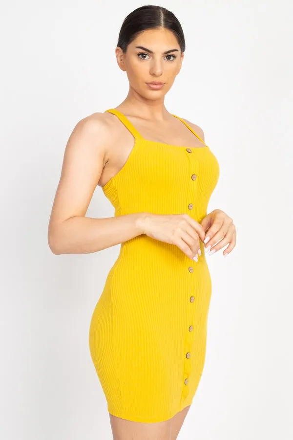 Button Down Ribbed Mini Dress