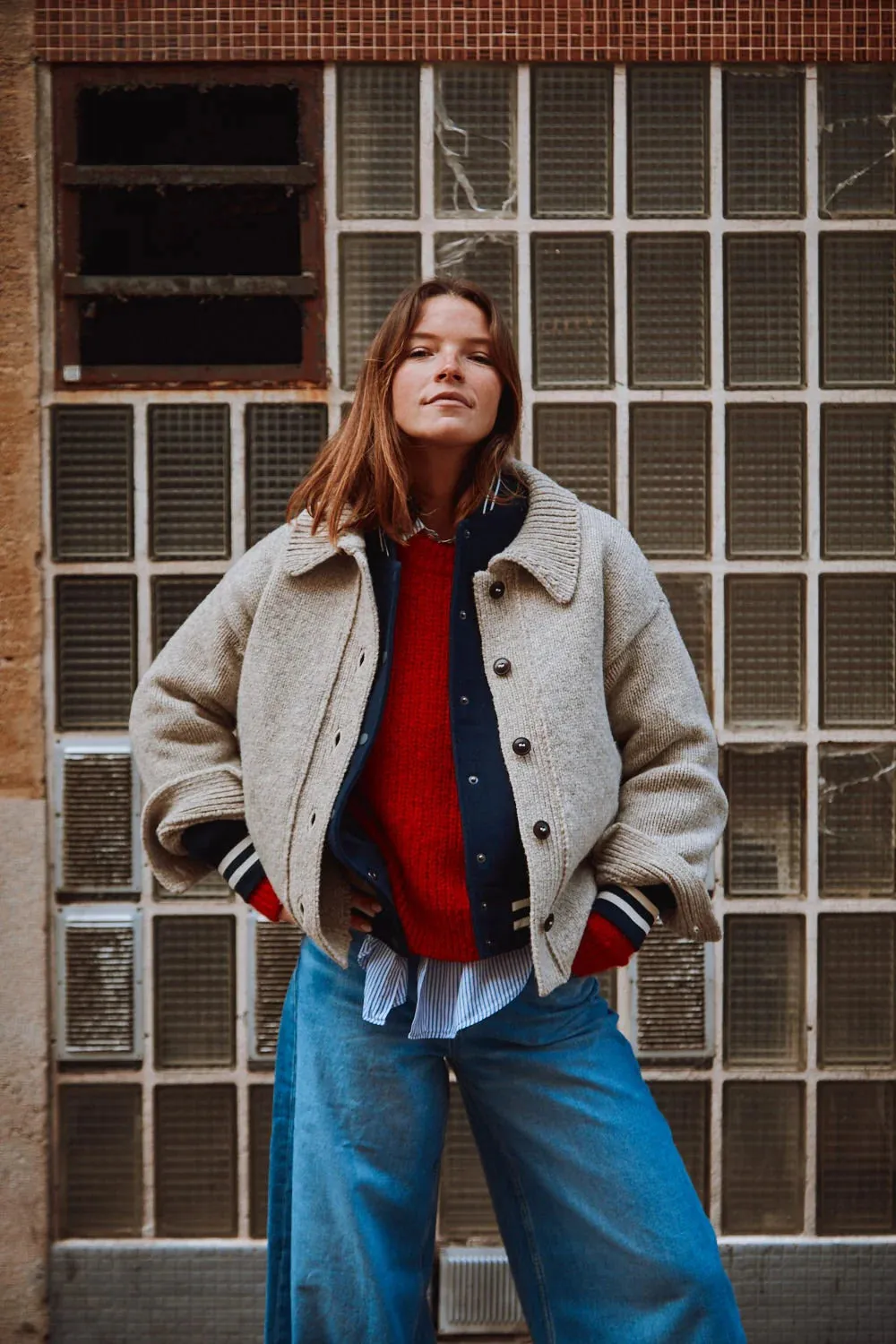 calamity beige merino wool cardigan