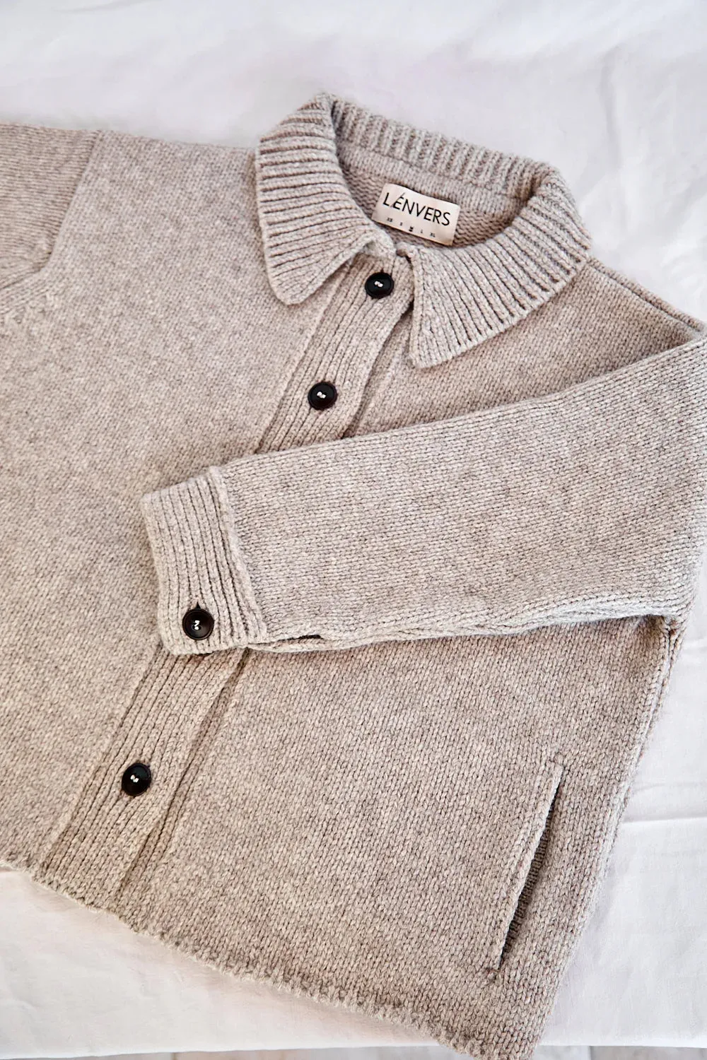 calamity beige merino wool cardigan