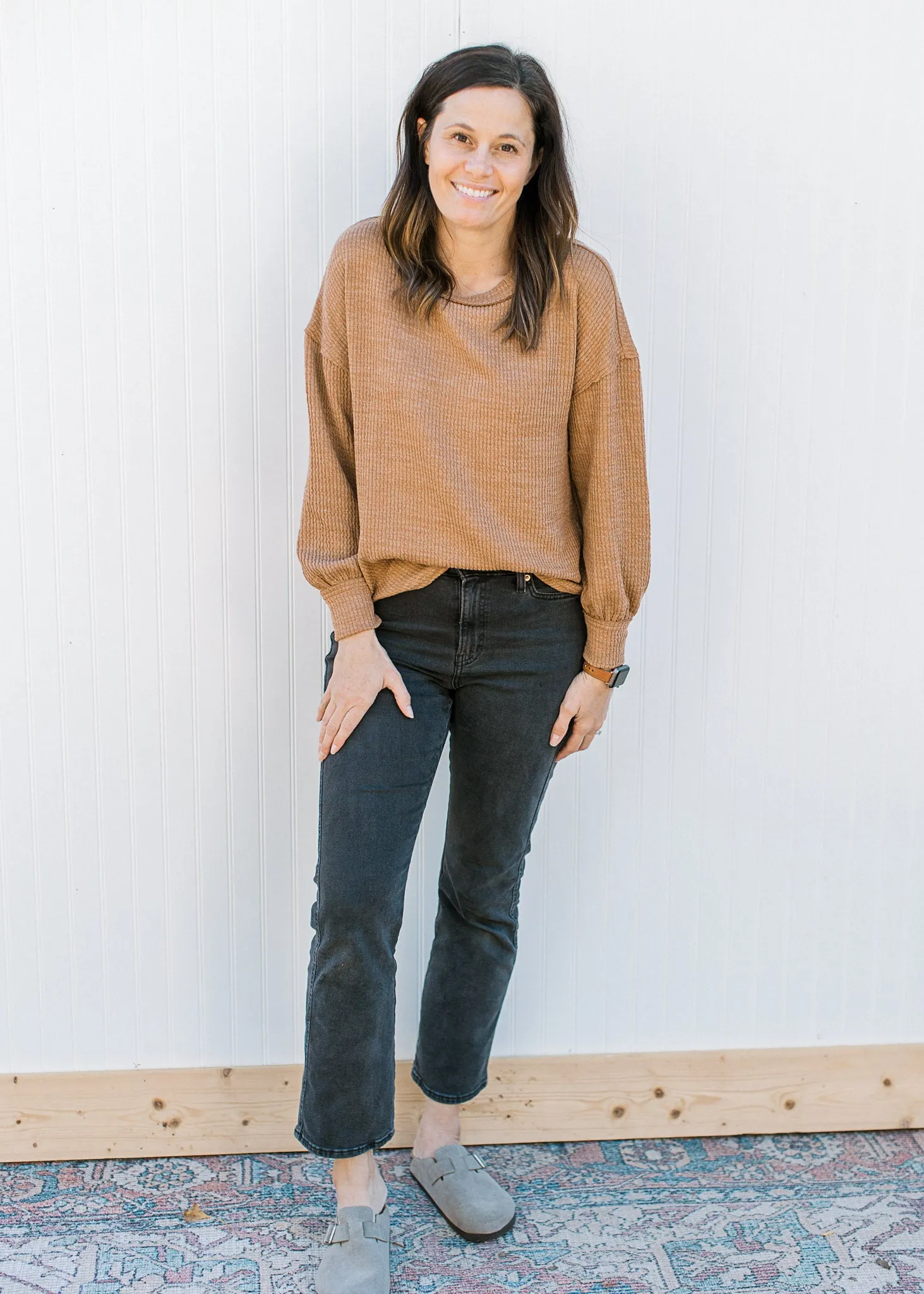 Camel Ribbed Top