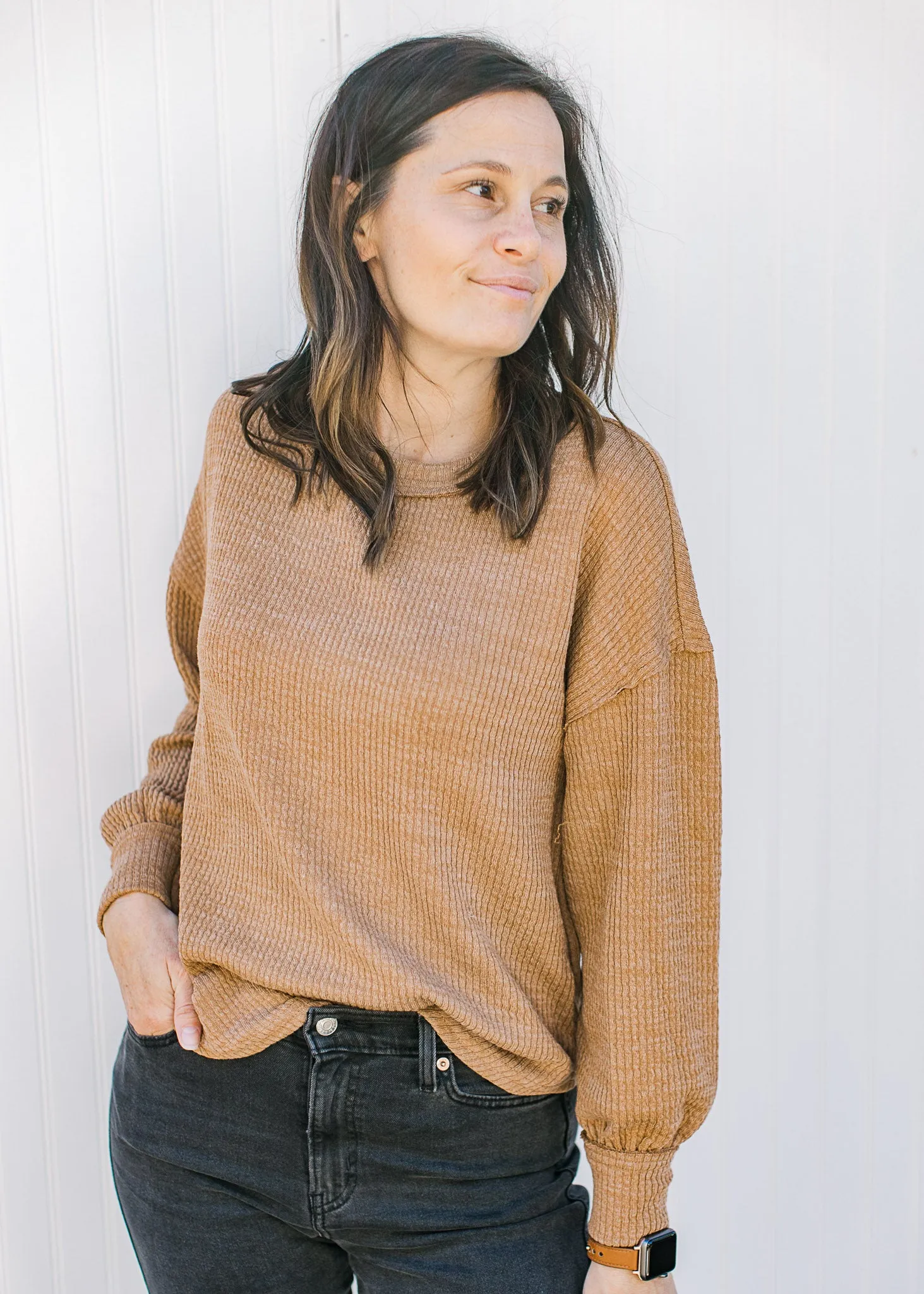 Camel Ribbed Top