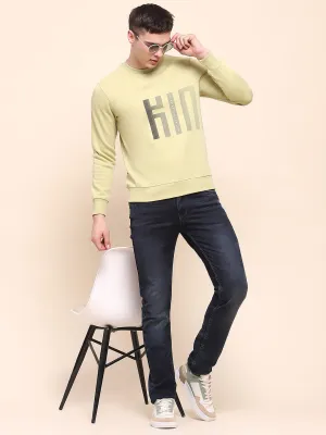 Camla Barcelona Cotton Typography Print Lime Green Sweatshirt