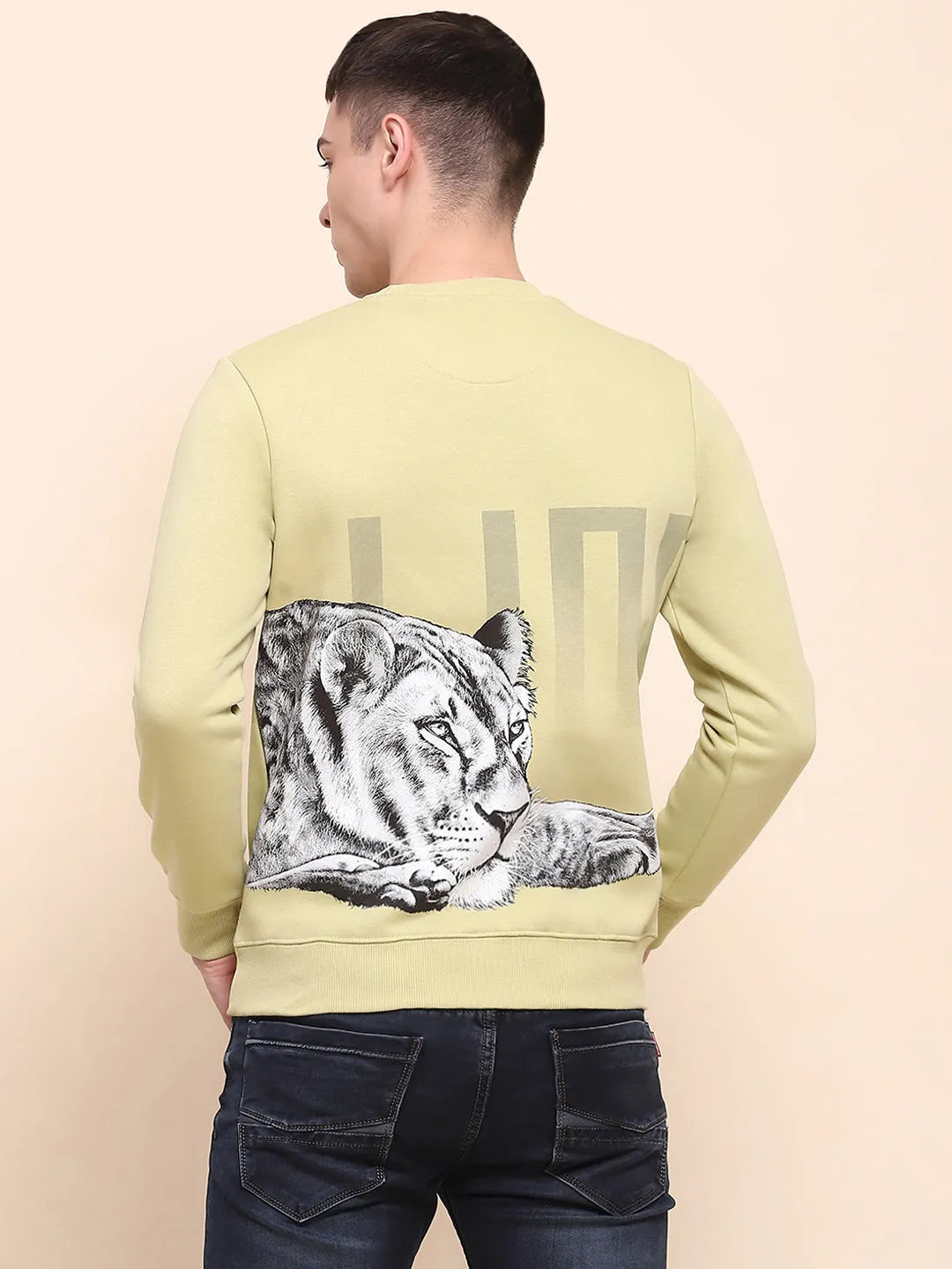 Camla Barcelona Cotton Typography Print Lime Green Sweatshirt