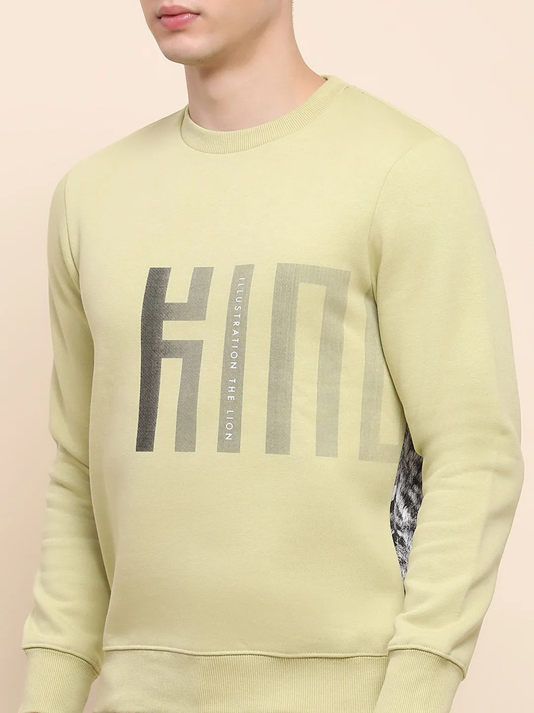 Camla Barcelona Cotton Typography Print Lime Green Sweatshirt
