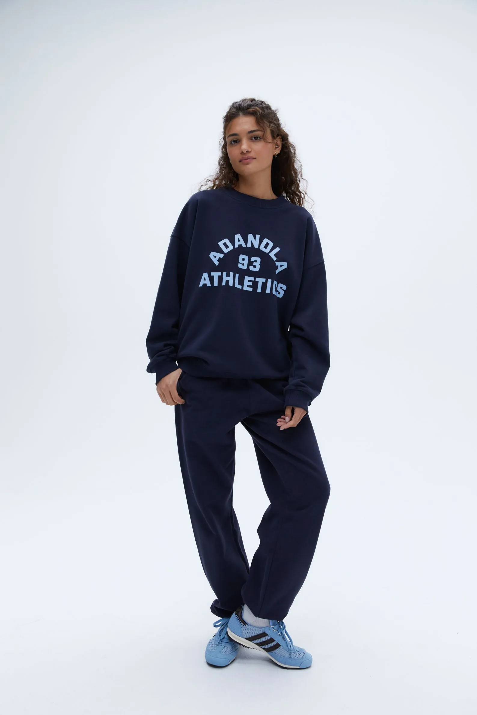 Campus Oversized Sweatshirt - Navy Blue/Powder Blue