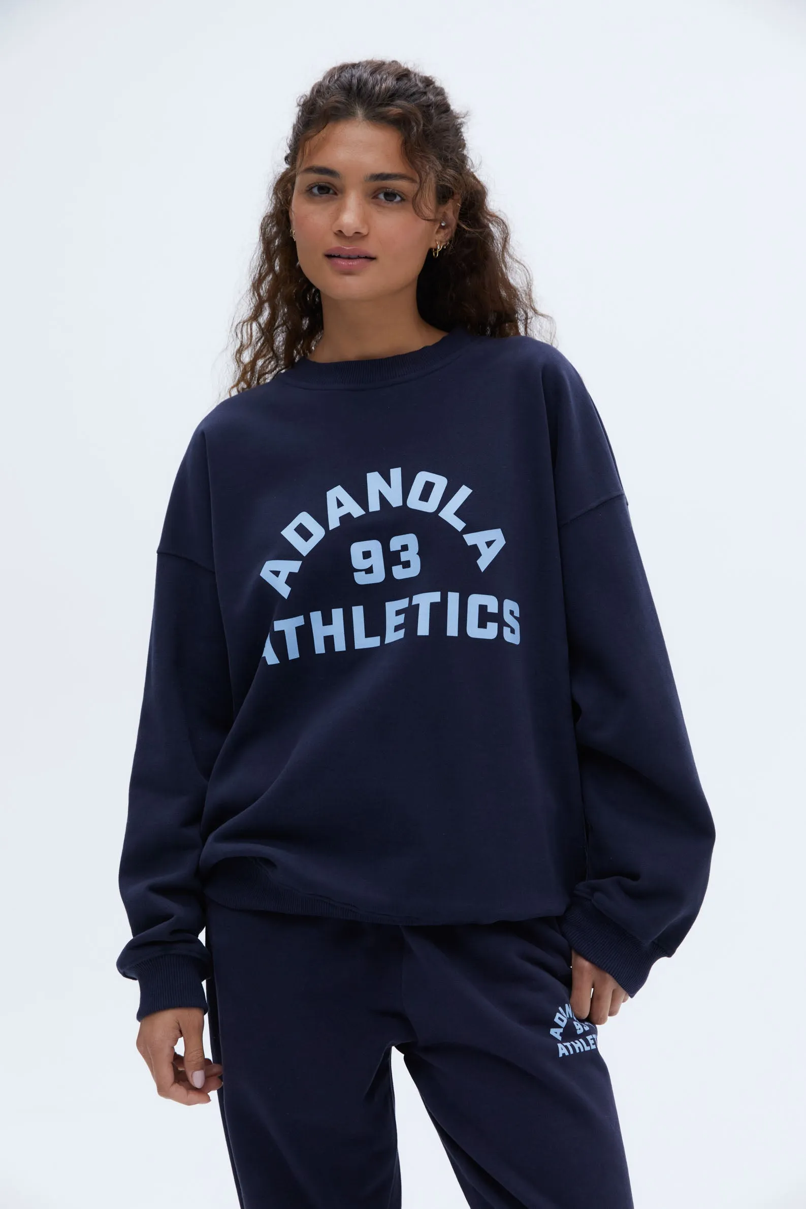 Campus Oversized Sweatshirt - Navy Blue/Powder Blue
