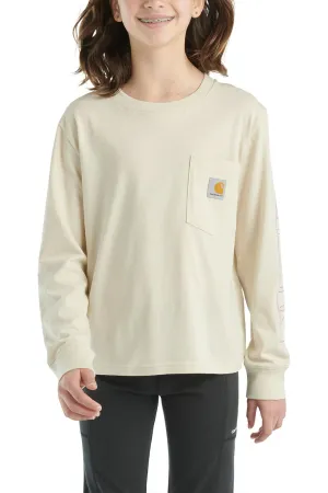 Carhartt Kids Graphic Pocket Long Sleeve T-Shirt for Girls in Malt | CA7071-T72-XC2-MALT