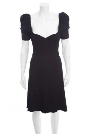 Carolina Herrera Black Ribbed Short Sleeve Mini Dress SZ XS